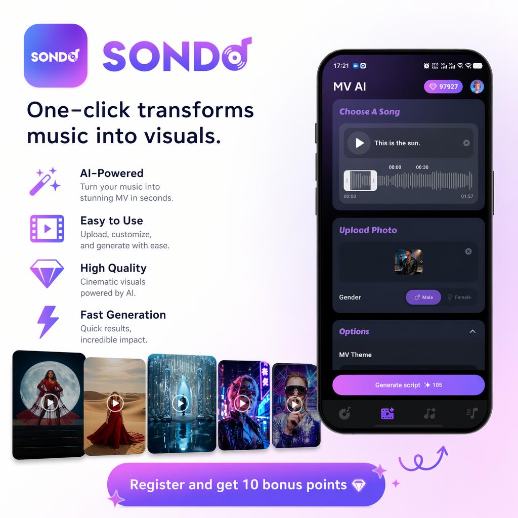 Sondo ai-Xavier-2 Facebook ad: Sondo, AI Music & Music Video Generator