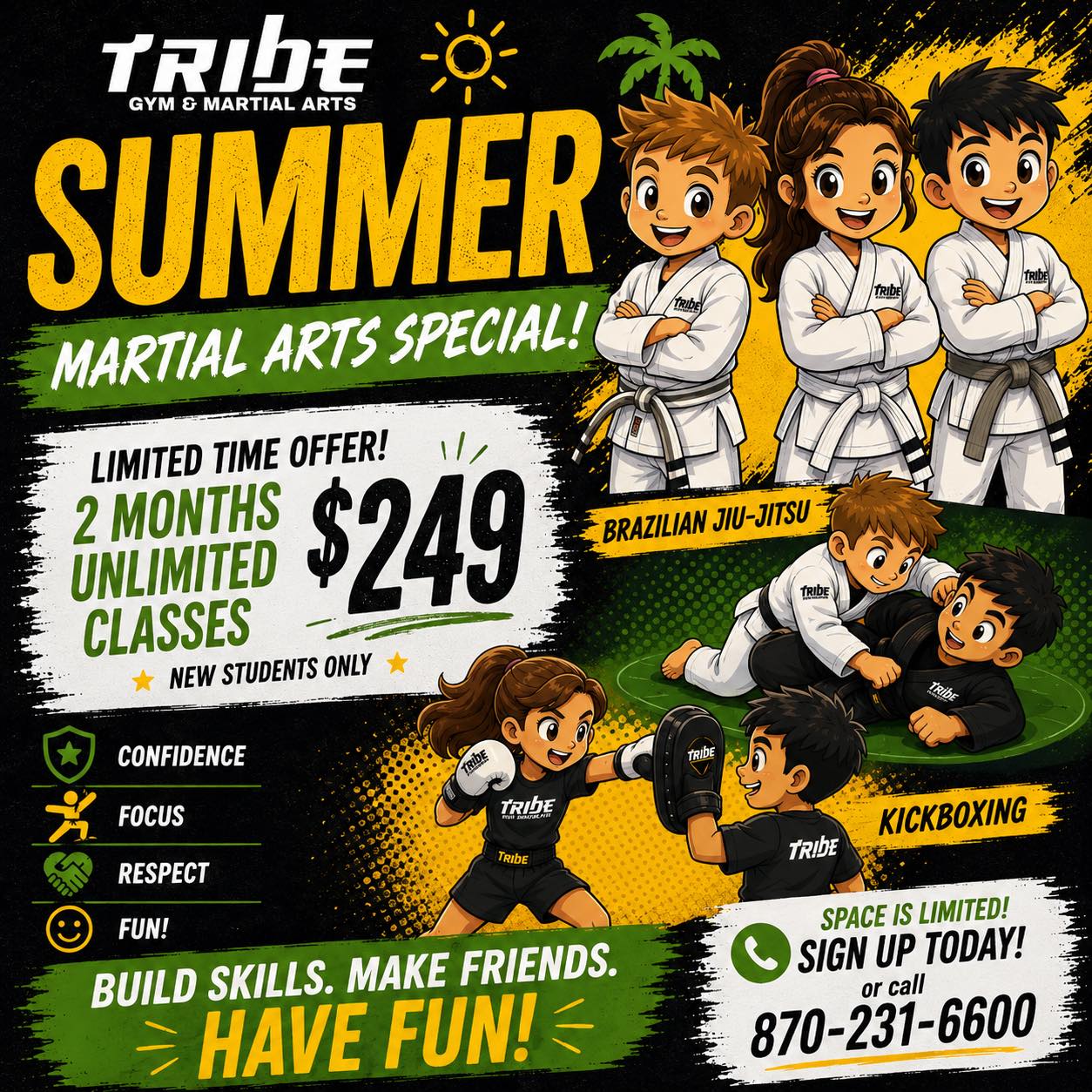 TRIBE Gym & Martial Arts Facebook ad: SUMMER MARTIAL ARTS SPECIAL