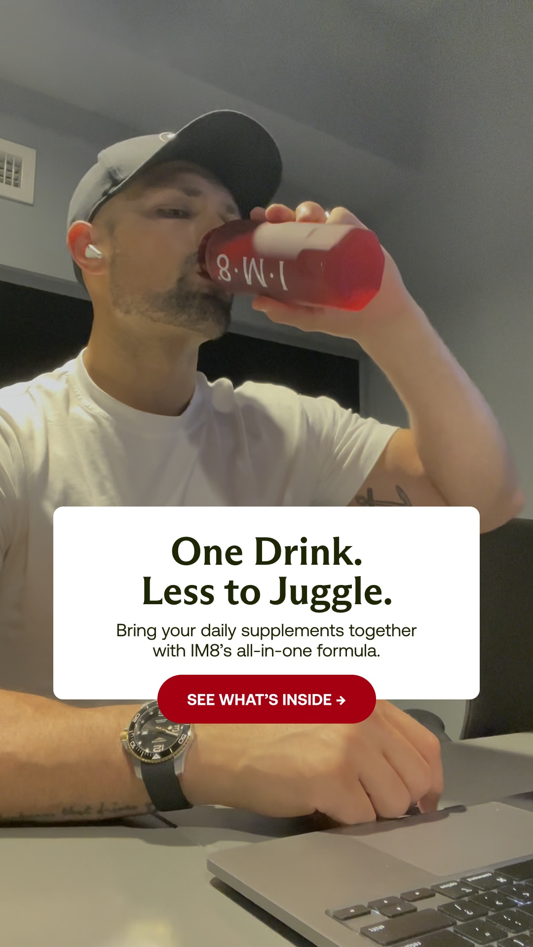 IM8 Health Facebook ad: Train Hard. Fuel Right.