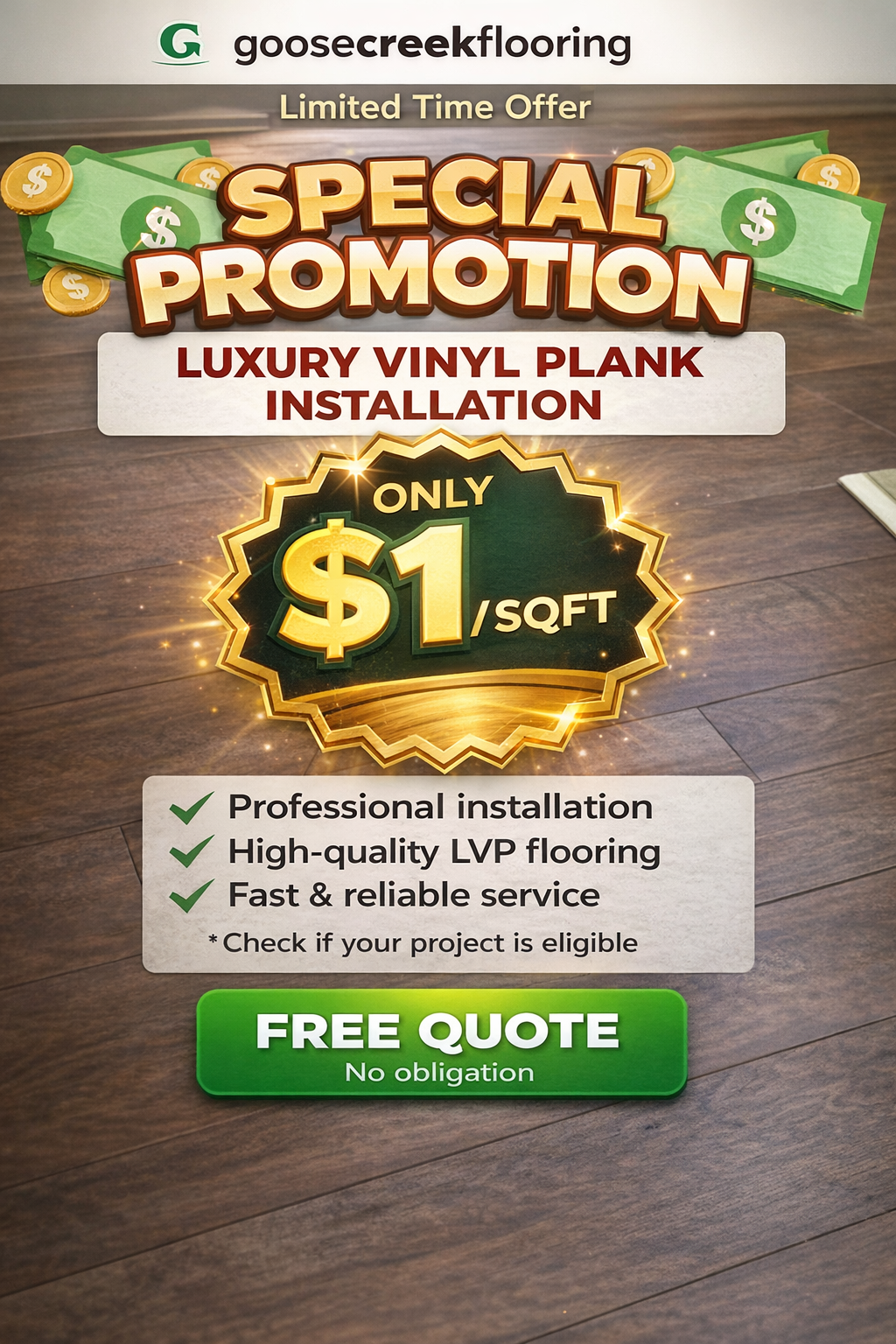 Goose Creek Flooring Facebook ad