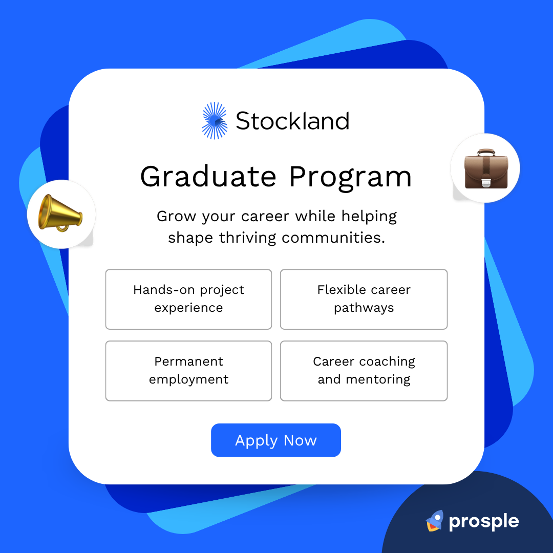 Prosple Australia Facebook ad: Stockland Graduate Jobs & Internships | Prosple Australia