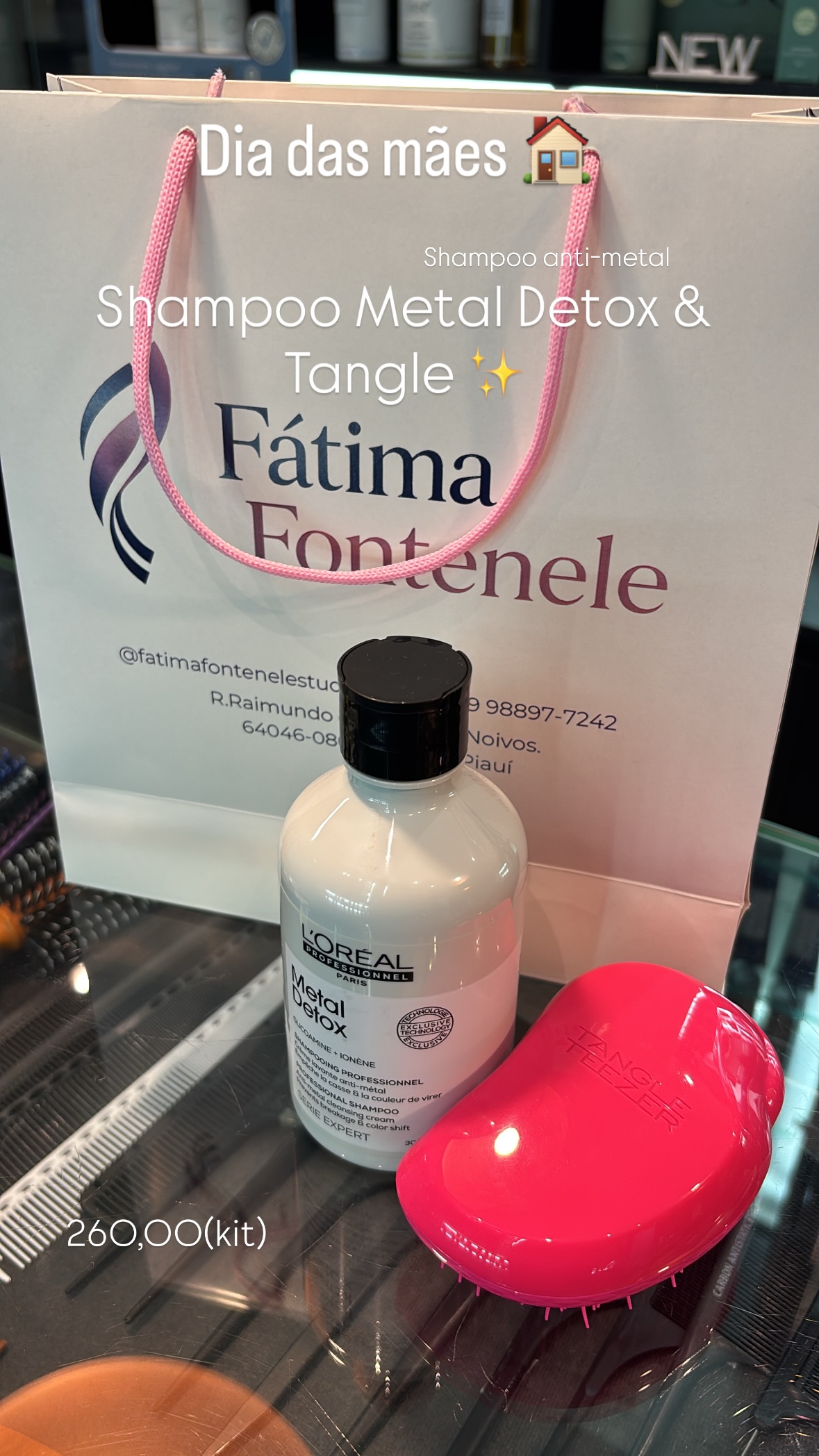 Fatima Fontenele Studio Facebook ad: Dia das mães Shampoo Metal Detox & Tangle…