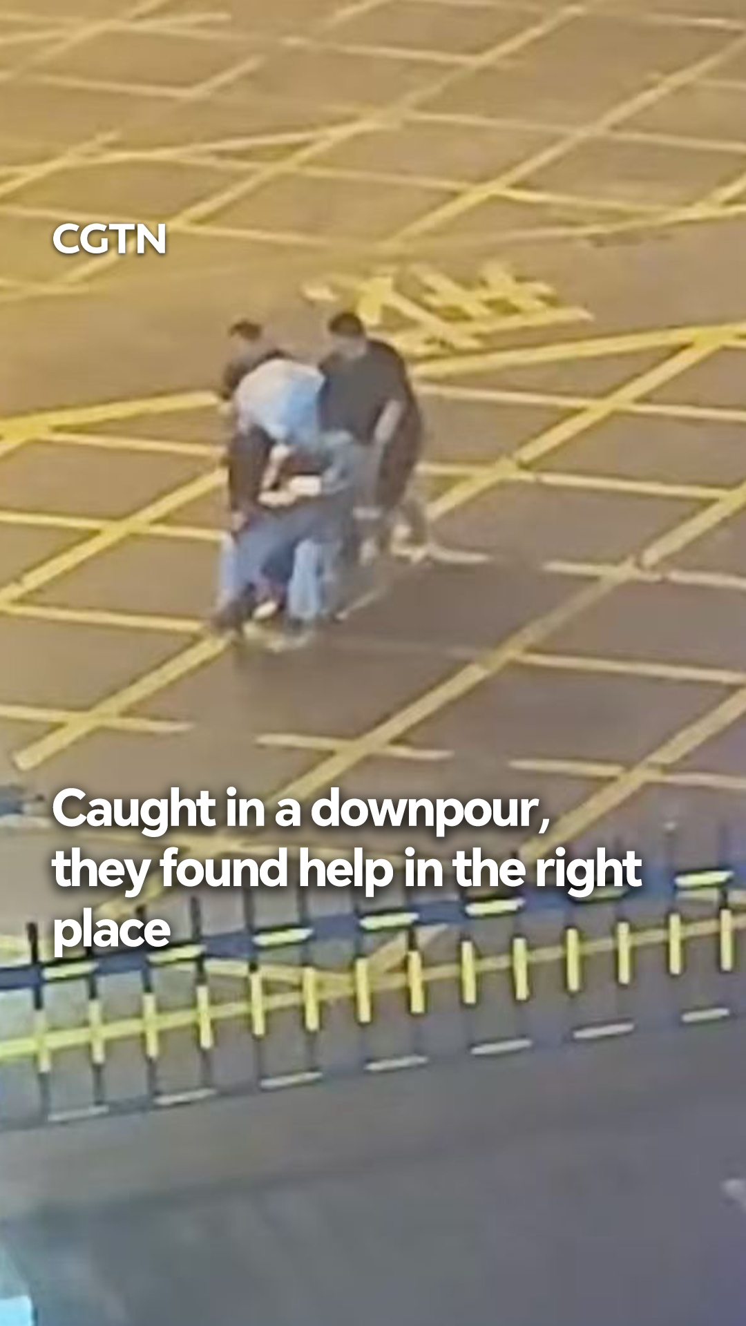 CGTN Facebook ad: A sudden downpour sent a family of three…