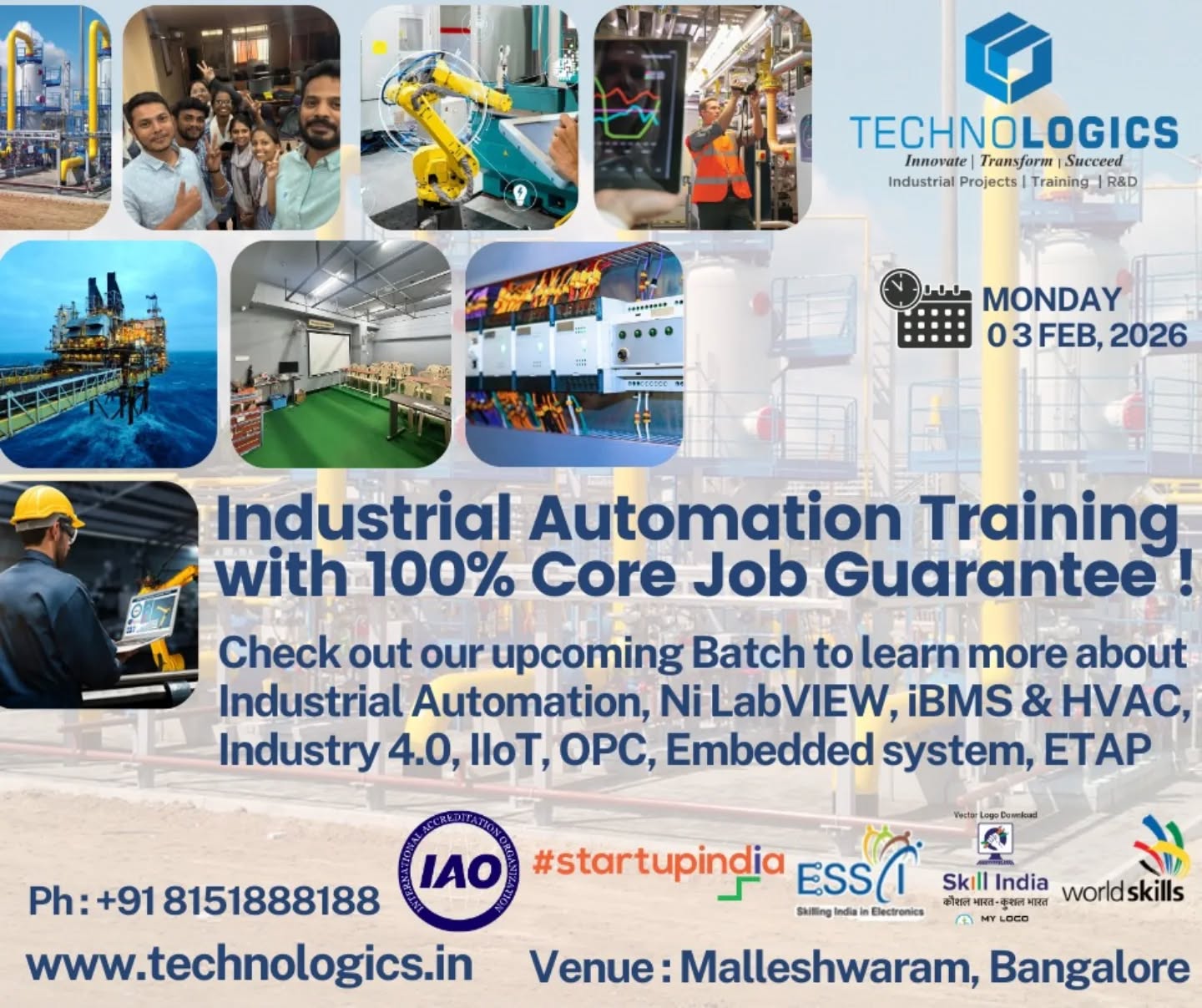 technologics.india Facebook ad: Master the Technologies Driving Industry 4.0, BMS, LabVIEW…