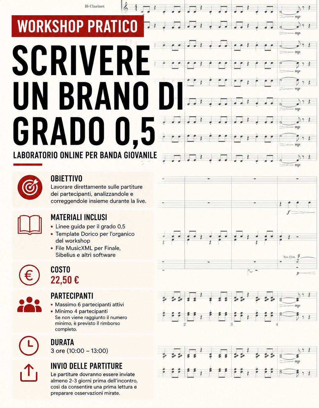 LA BANDA IN TASCA Facebook ad: WORKSHOP PRATICO ONLINE: scrivere un brano per Junior Band…
