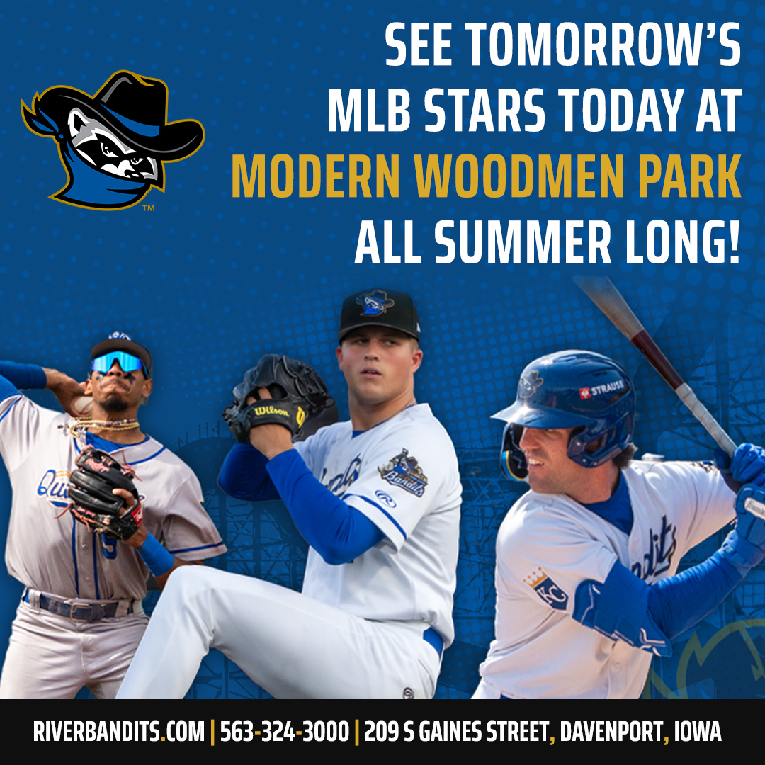 Quad Cities River Bandits Facebook ad: Modern Woodmen Park, Where the Fun Never Stops!