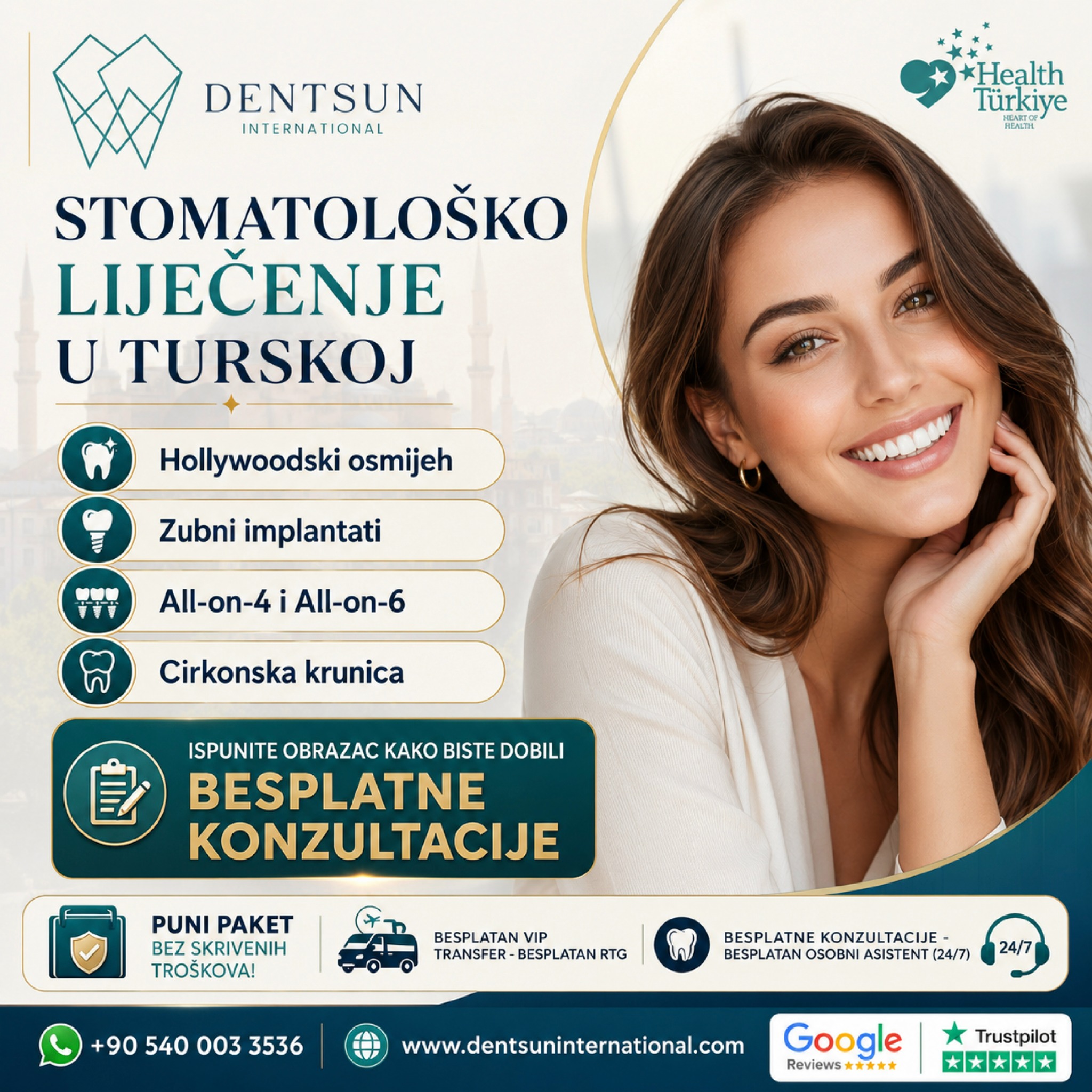 Dentsun International Facebook ad: Stomatološki tretmani u Turskoj