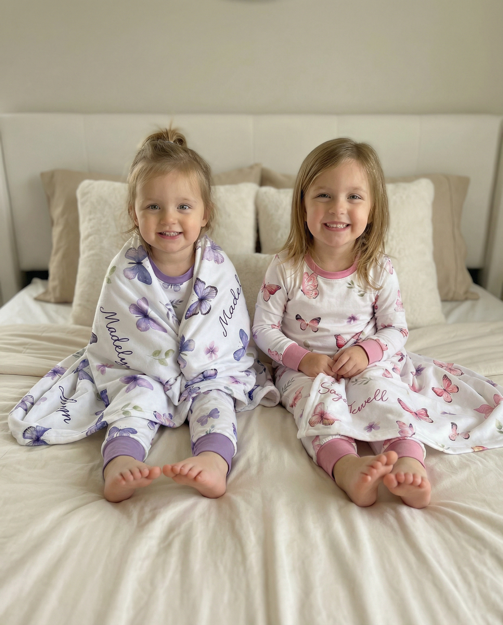 Prettybirds Facebook ad: One for Each Sister, Personalized Butterfly Blankets in…