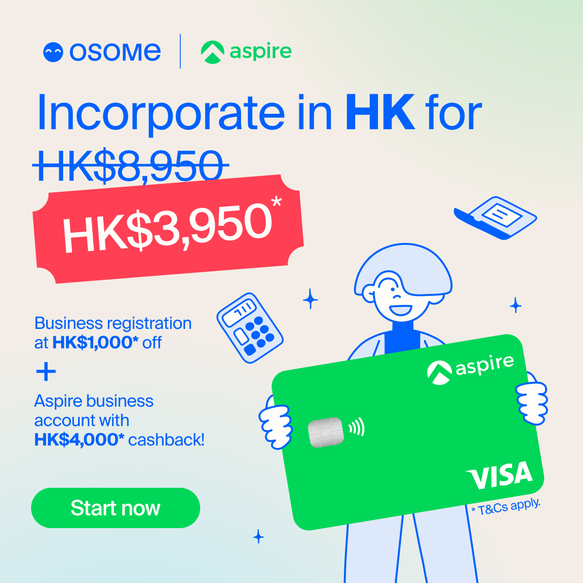 Osome Hong Kong Facebook ad: Incorporate for HK$3,950 Net