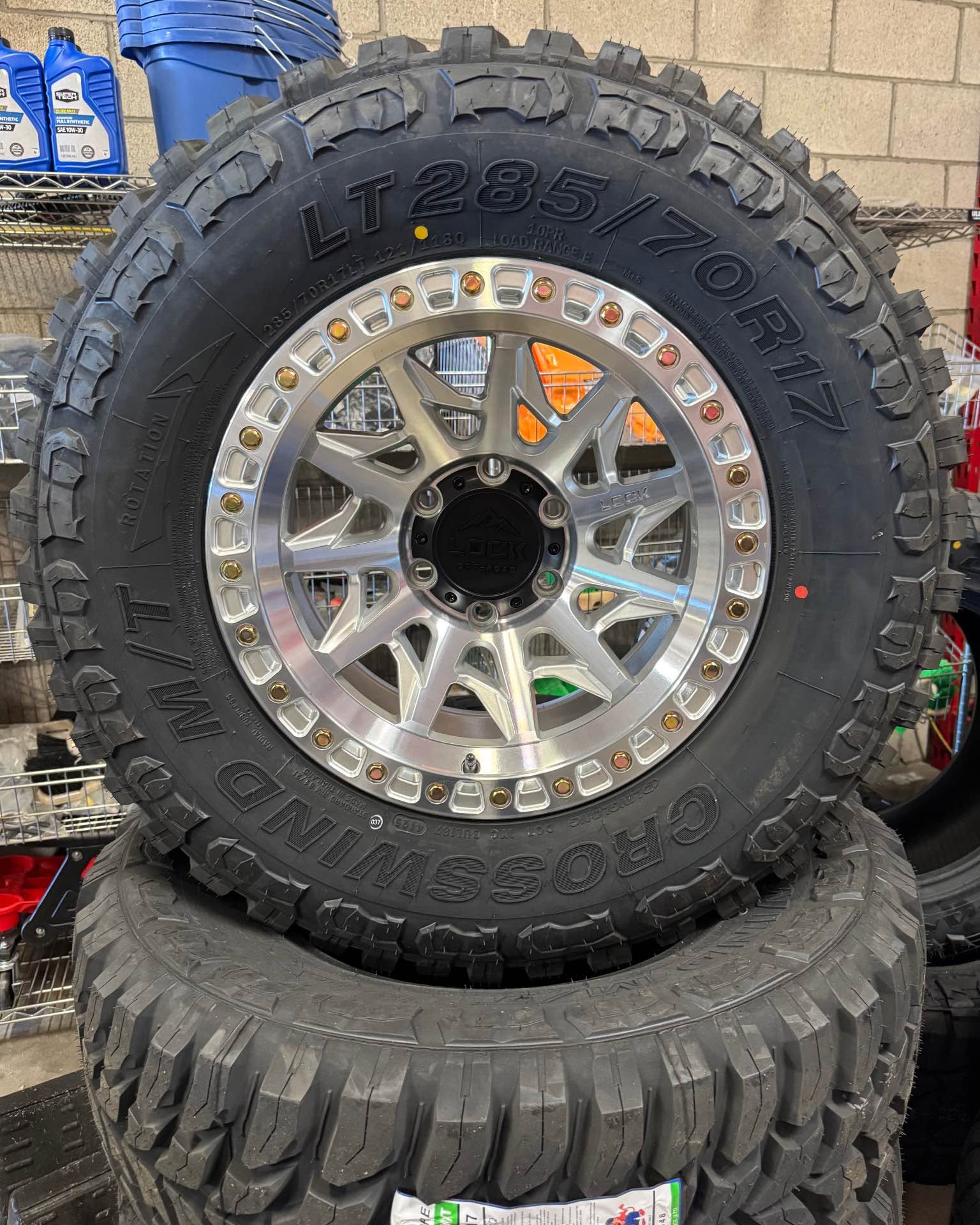 Stateside Sales Facebook ad: 17 wheel & Tire Package Deal Machined LT285/70R17 M/T