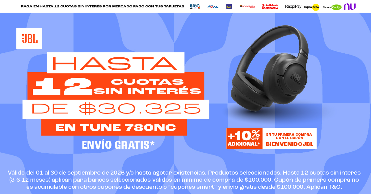 JBL Colombia Facebook ad: Hasta 12 cuotas sin interés*