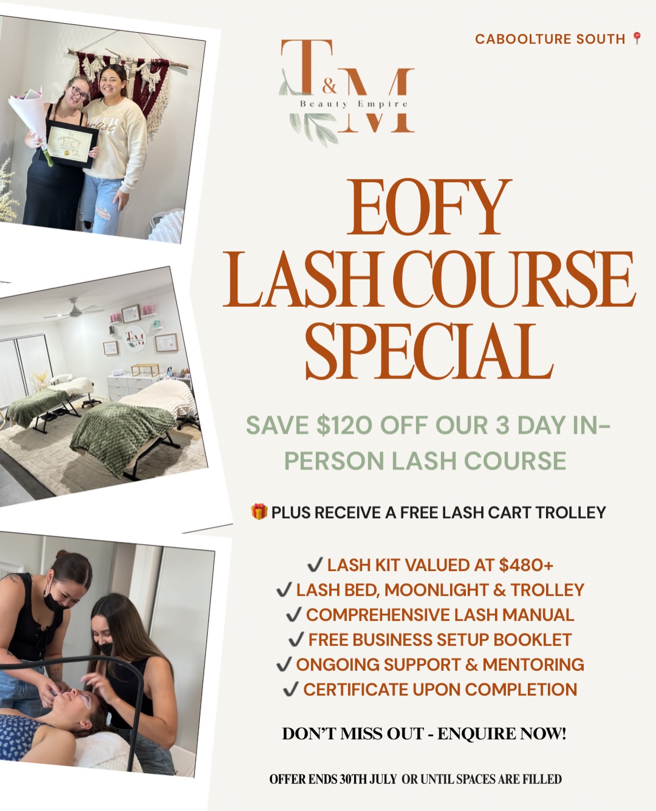 T&M Beauty Empire Facebook ad: EOFY LASH COURSE SALE