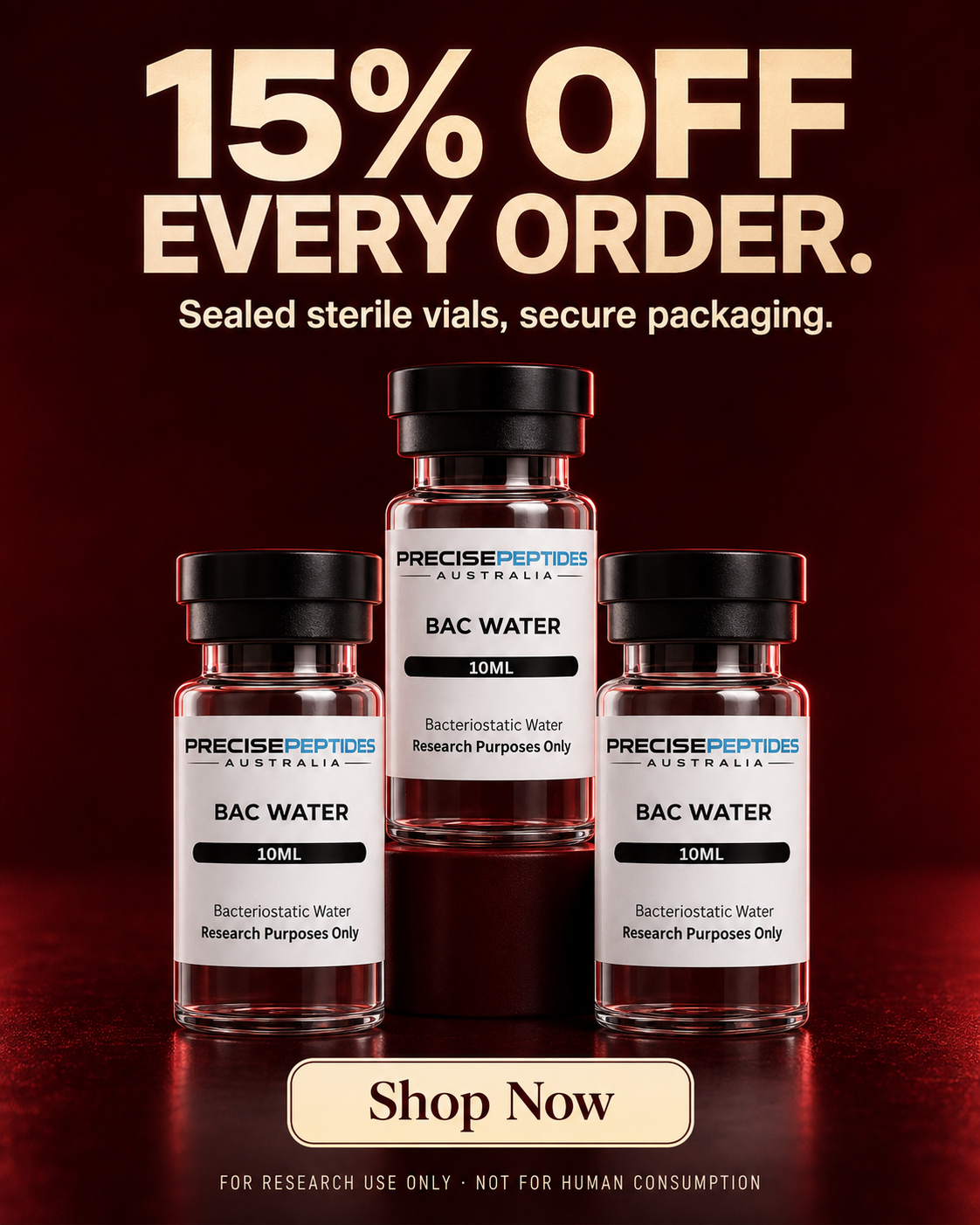 Precise Peptides Australia Facebook ad: 15% Off Your First Order