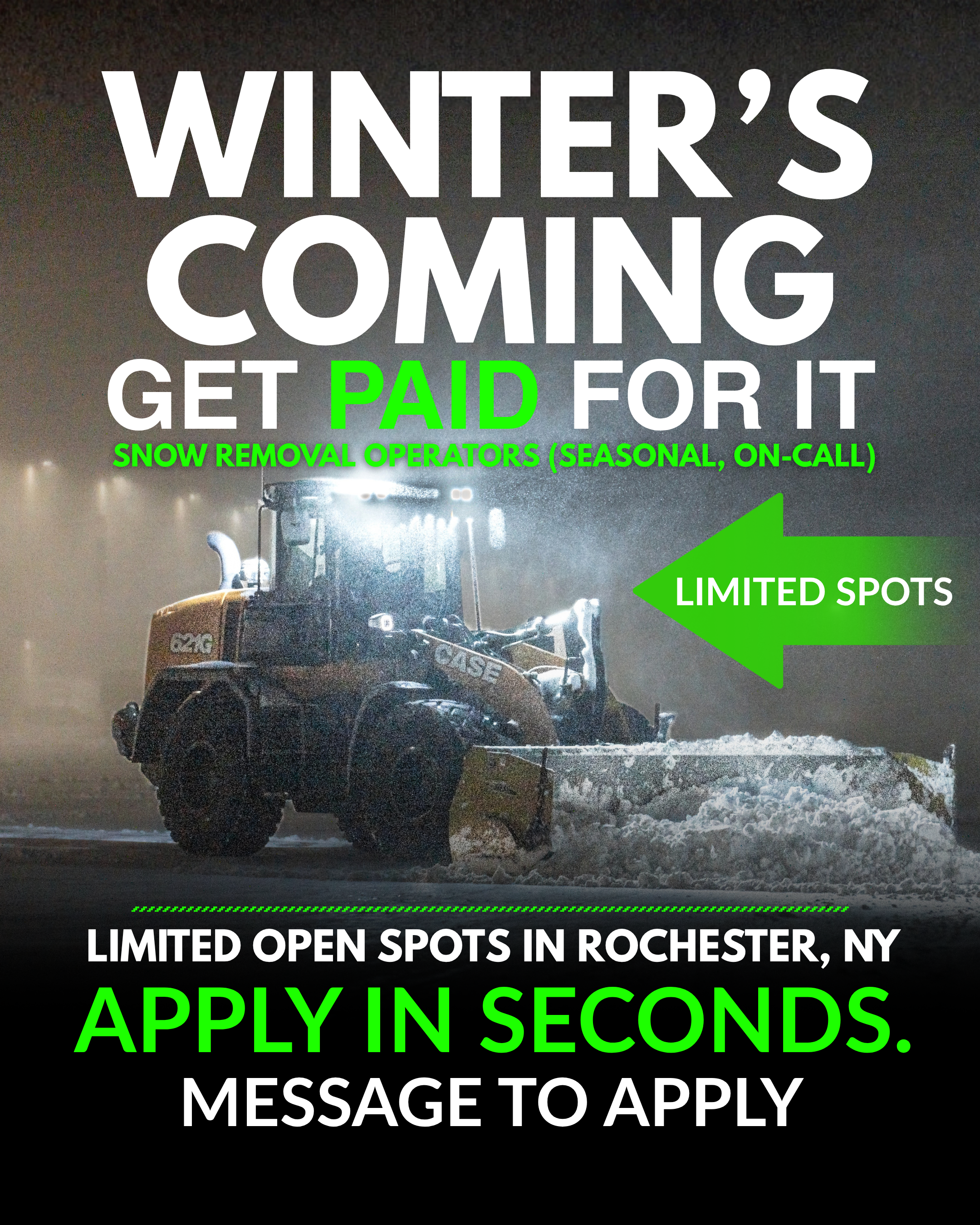 East Coast Facilities, Inc. Facebook ad: Snow Ops Pros, Rochester, NY