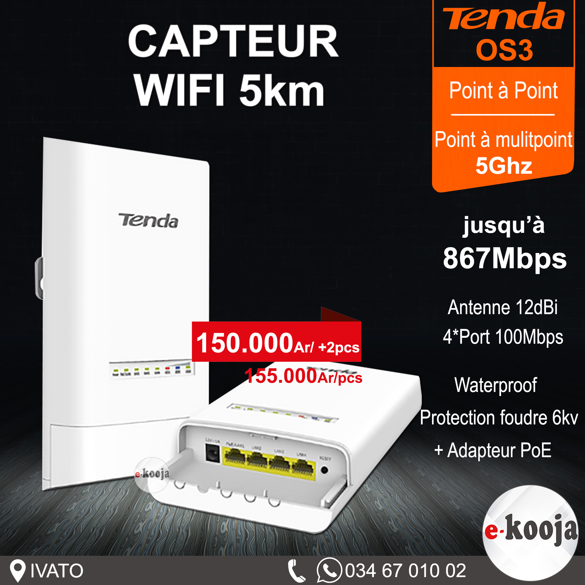 E-kooja Facebook ad: Promotion hatrany: Routeur wifi, capteur wifi.!