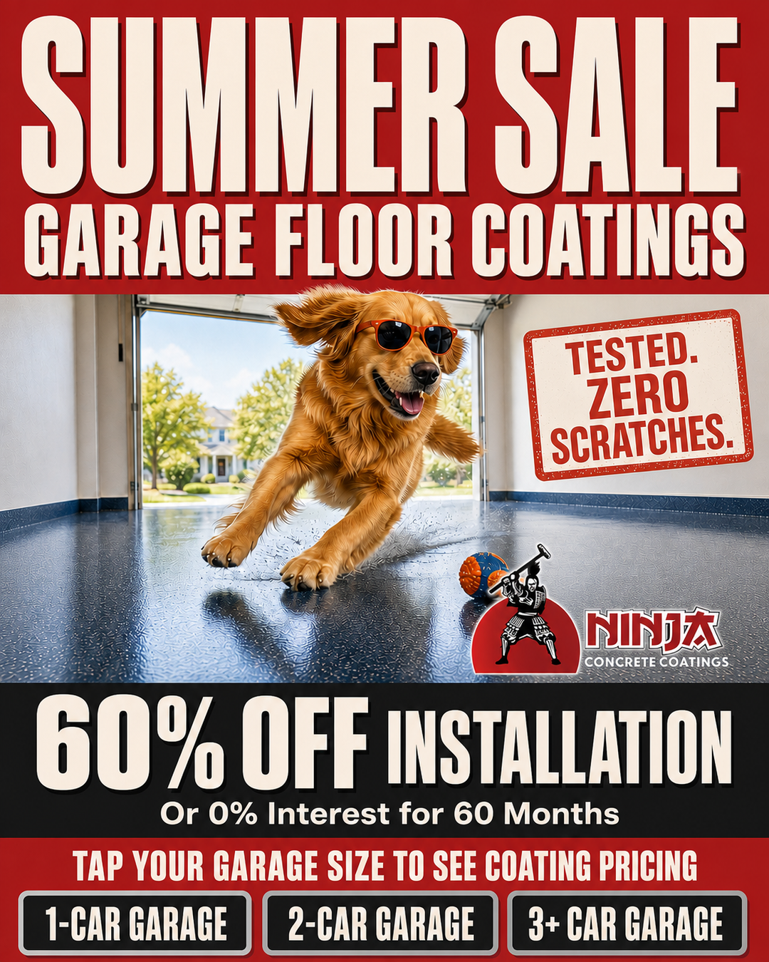 Ninja Coatings Facebook ad: 60% Off Install This Summer