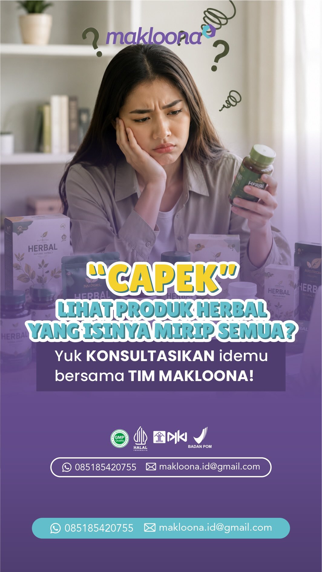 Makloona.id Facebook ad: Capek lihat produk herbal yang isinya mirip semua?