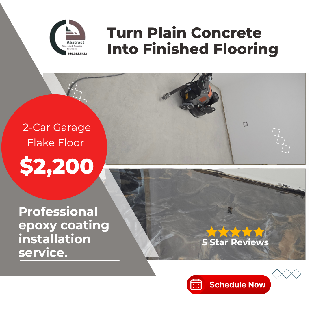 Abstract Concrete & Flooring Solutions Facebook ad: Premium Epoxy Garage Floors