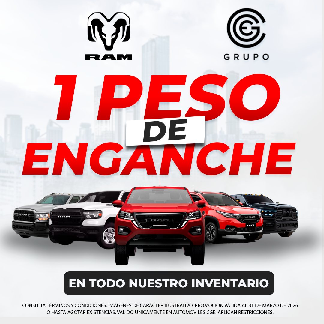 RAM Zacatecas Facebook ad: Estrena hoy con solo $1 peso de enganche.