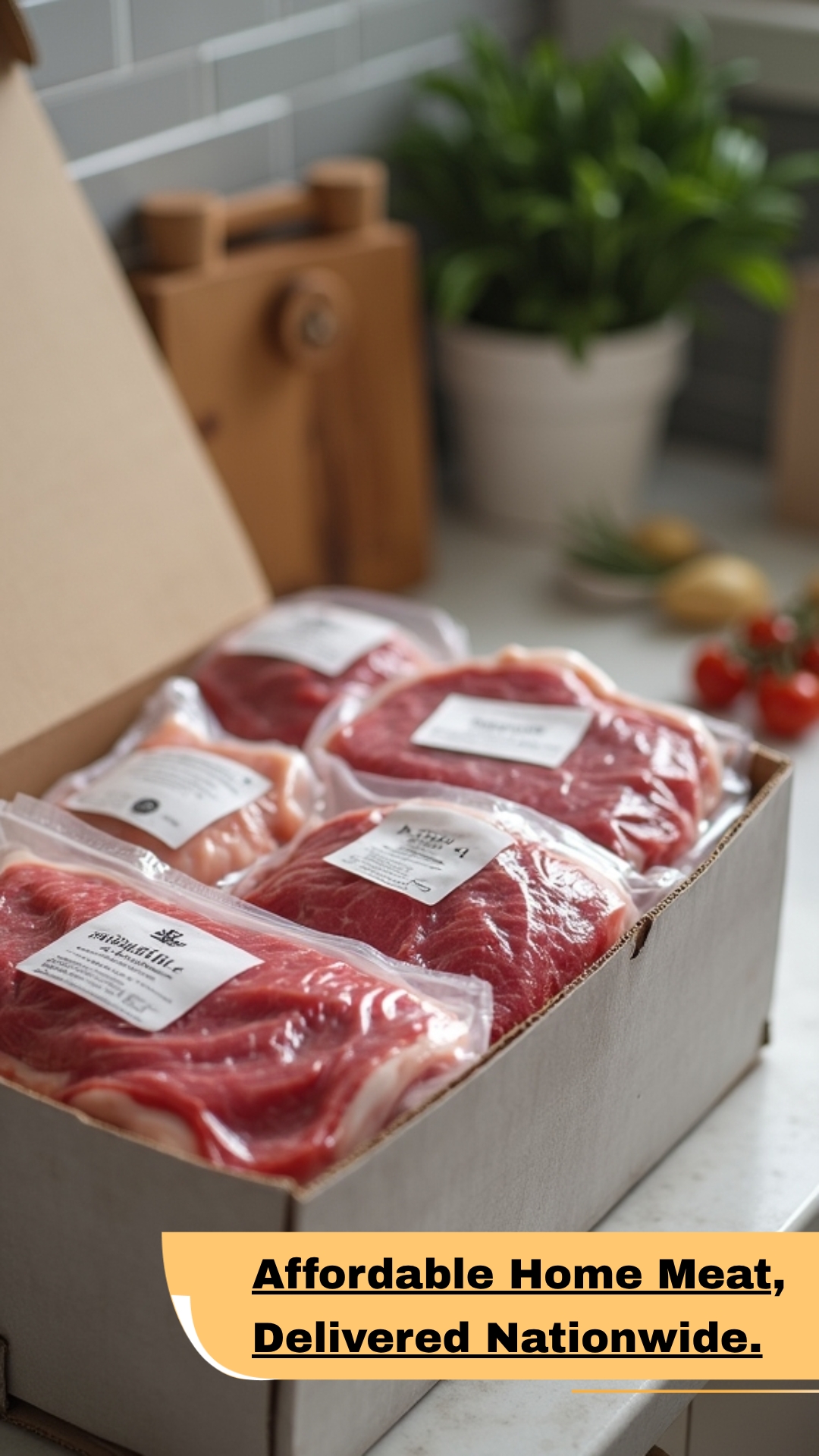 QuickSearches Upflow Facebook ad: Affordable Home Meat Delivery All States.