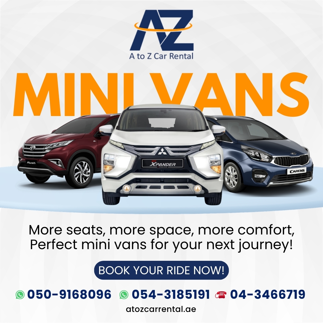 AtoZ Car Rental Facebook ad: Perfect Mini Vans for Group Travel!