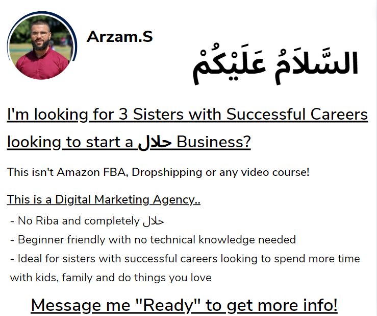Seara Consulting Facebook ad: Message me Ready for more info!