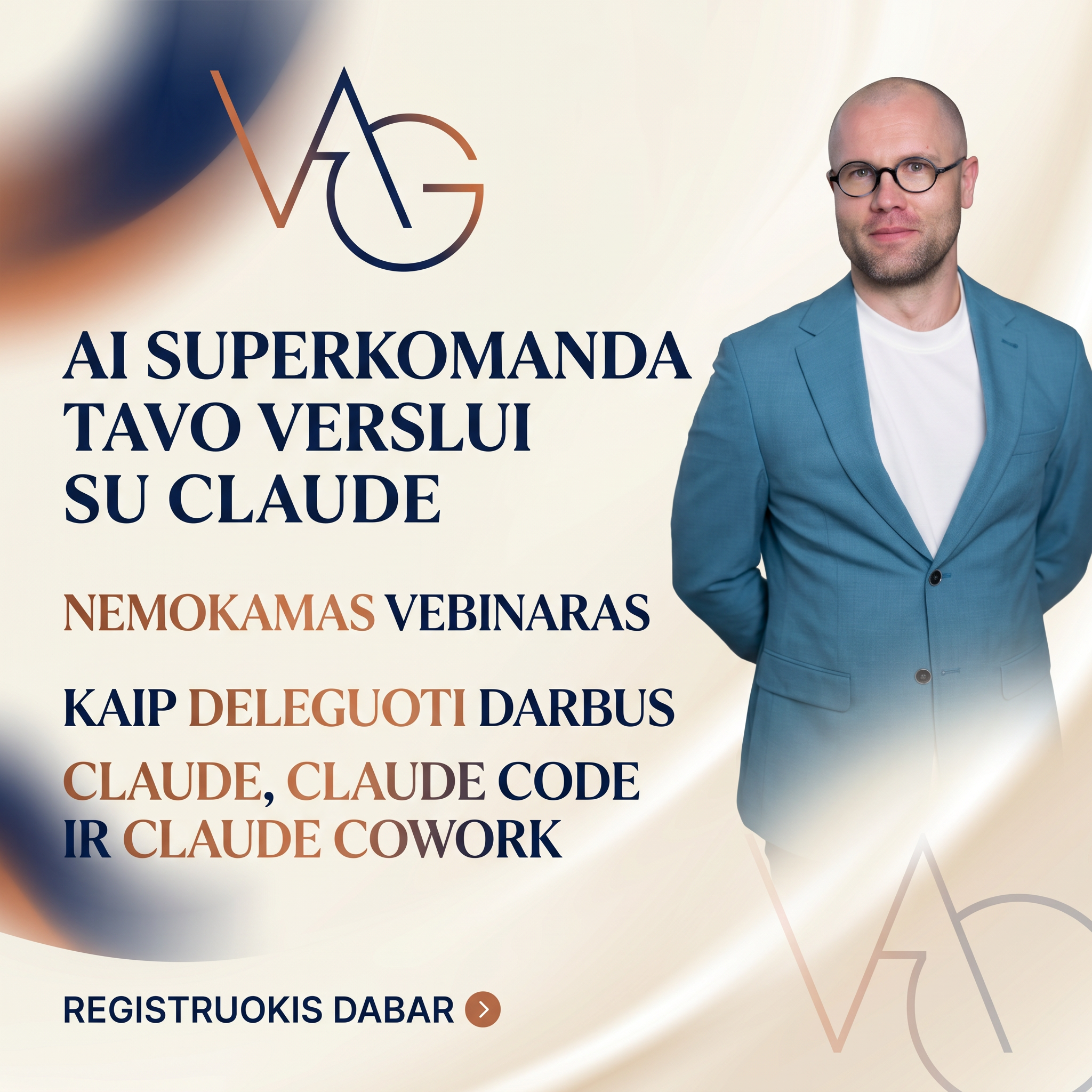 Verslumo Akademija Online Facebook ad: AI superkomanda su Claude