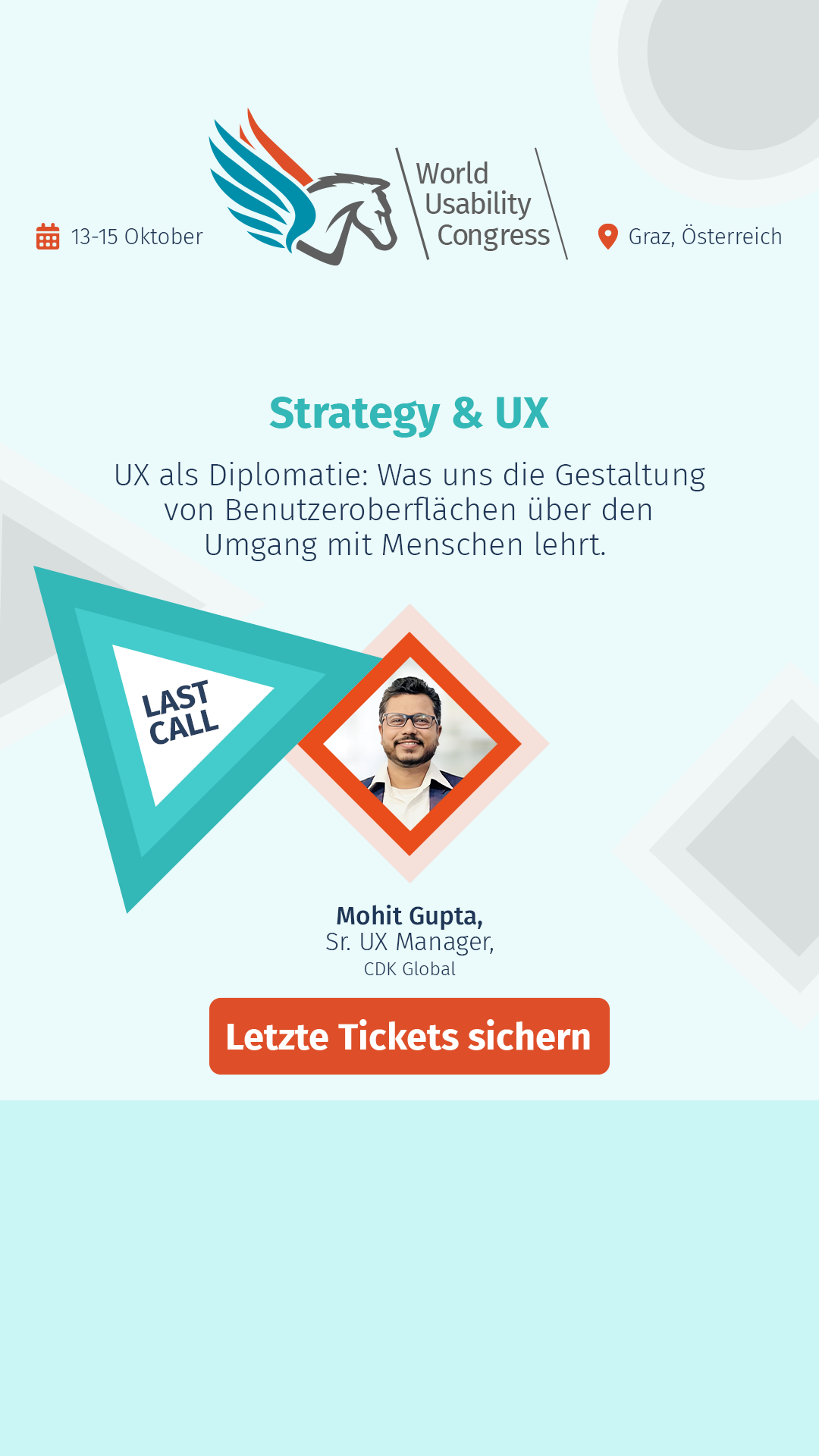 World Usability Congress Facebook ad: Sieh dir die Agenda an.