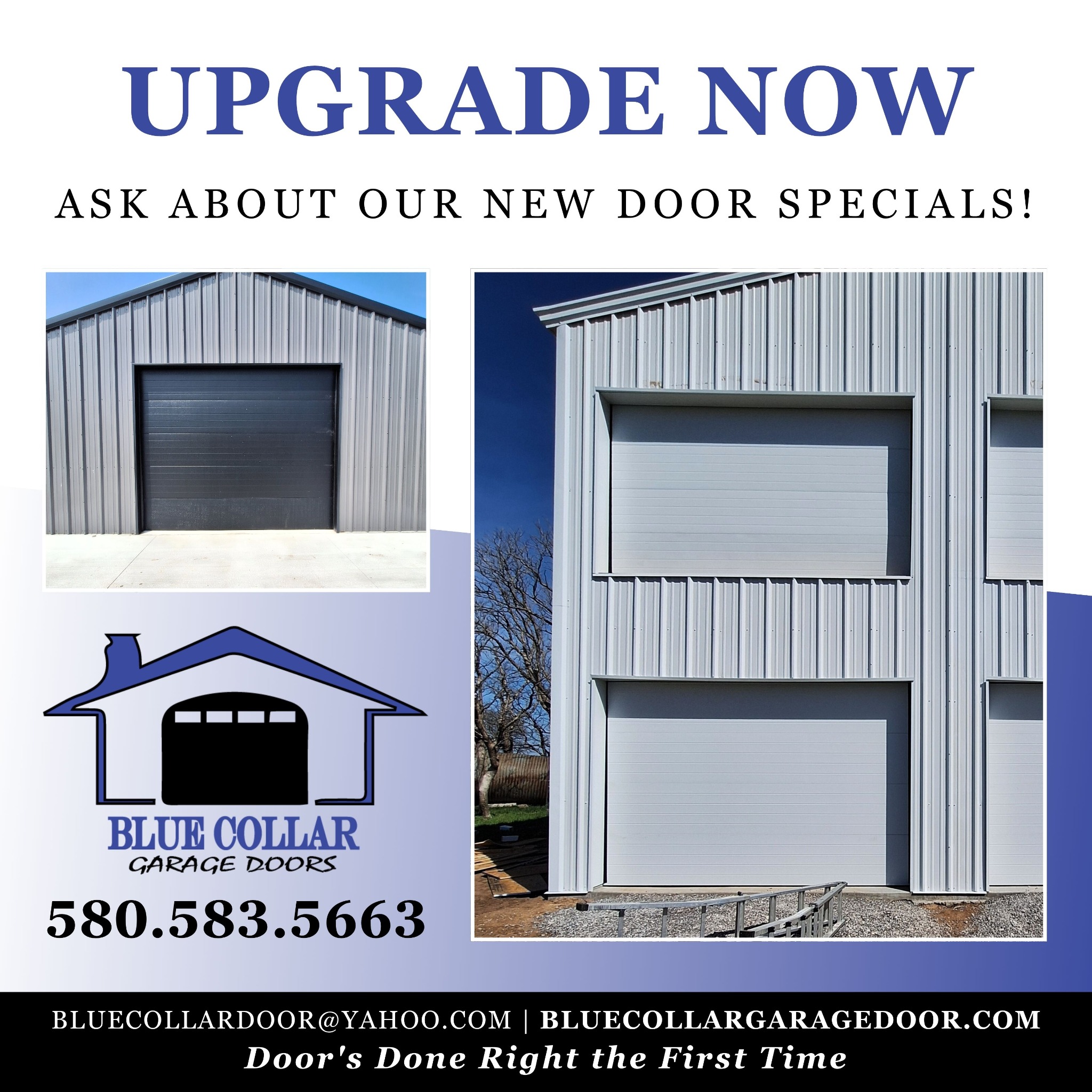 Blue Collar Garage Doors Facebook ad