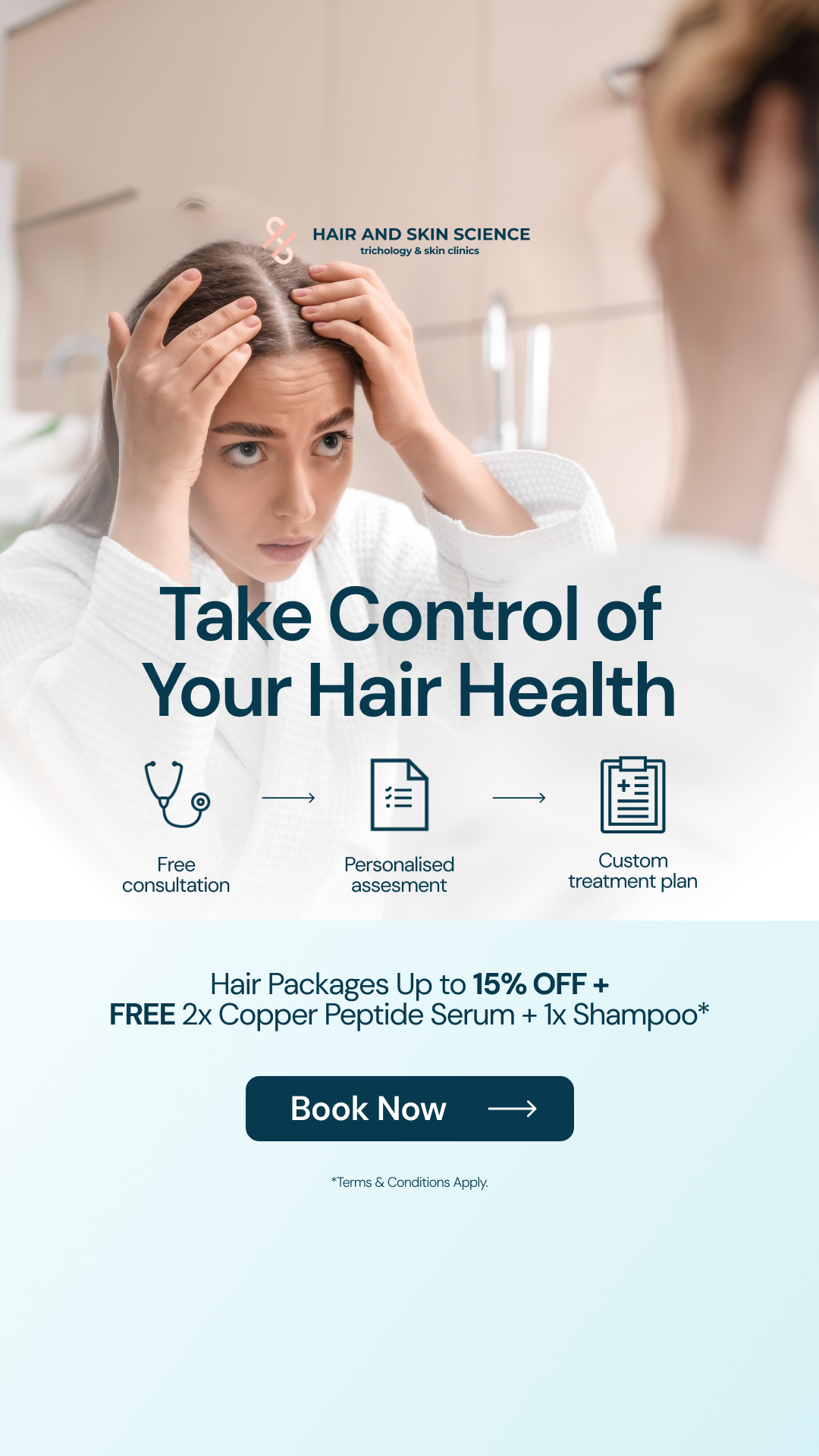 Hair and Skin Science Facebook ad from Aug 15, 2026