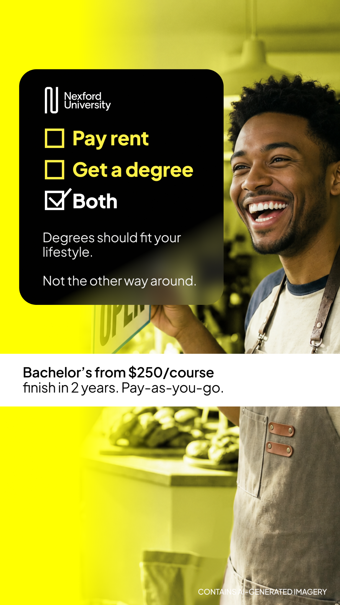 Nexford University Facebook ad