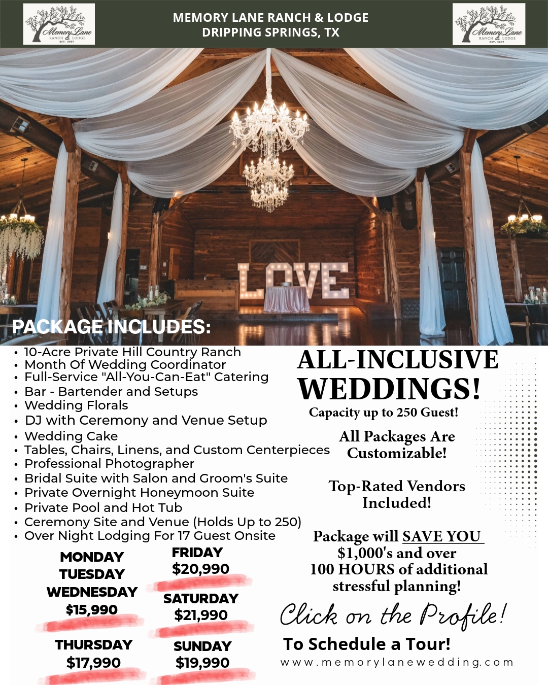 Memory Lane Ranch and Lodge Facebook ad: Memory Lane Ranch & Lodge - Memory Lane Weddings