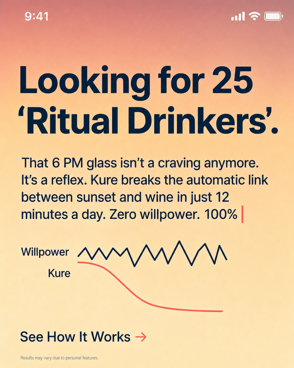 Hypnosis to Stop Drinking Facebook ad