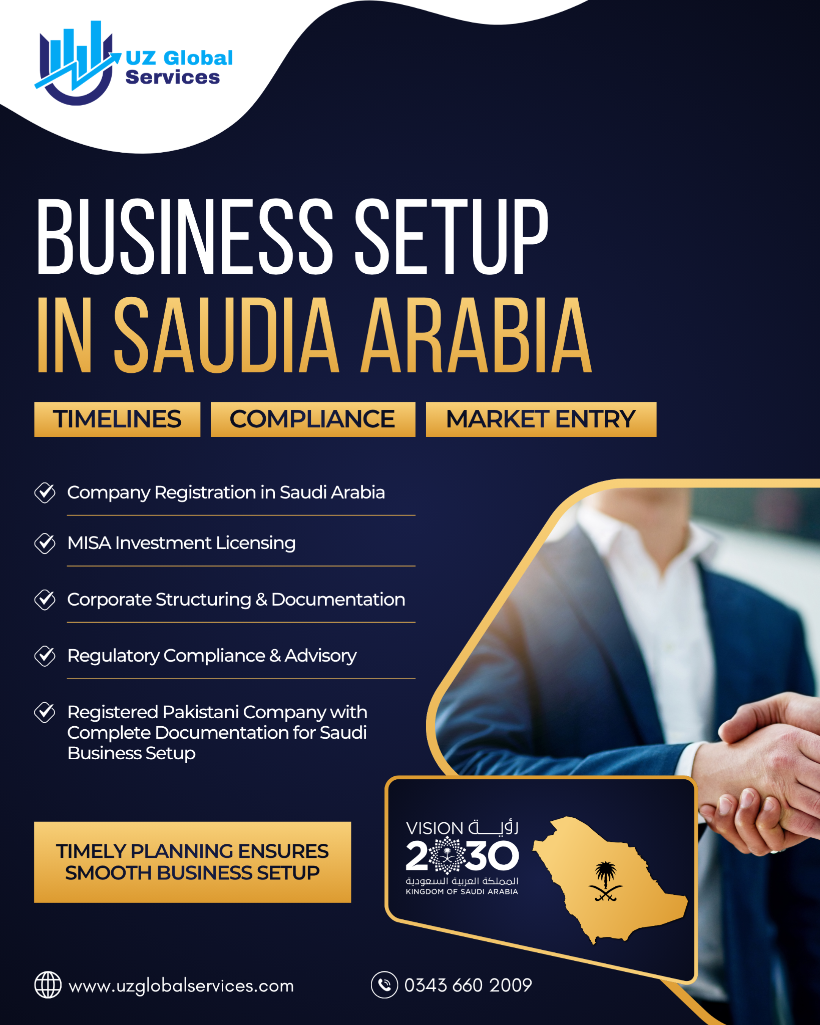 UZ Global Service Facebook ad: Talk to Saudi Business Setup Experts | Chat Now