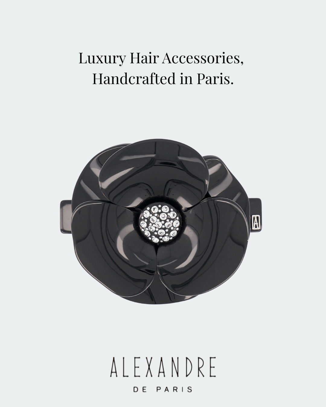 Transatlantic Jewels Facebook ad: Camelia acetate barette