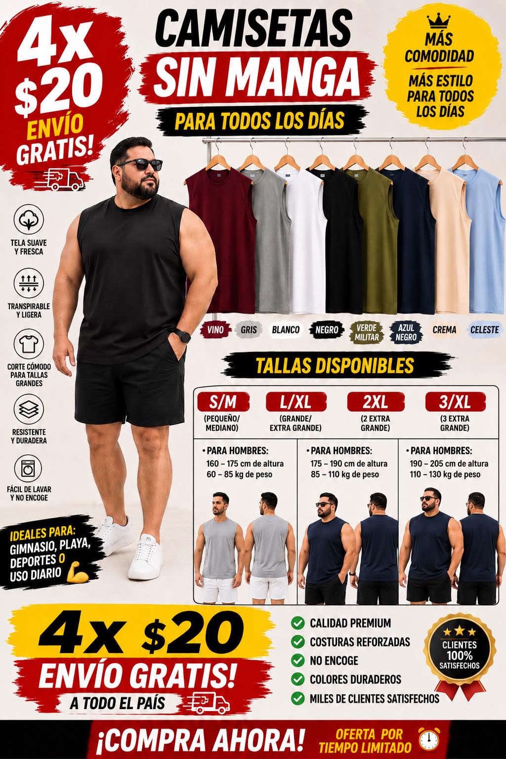 Basics unisex Store Facebook ad: ¡Las camisetas sin manga que TODOS quieren!