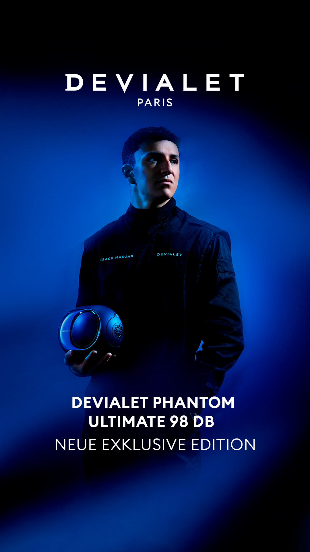 Devialet Facebook ad: Klangikone trifft Geschwindigkeitsikone.