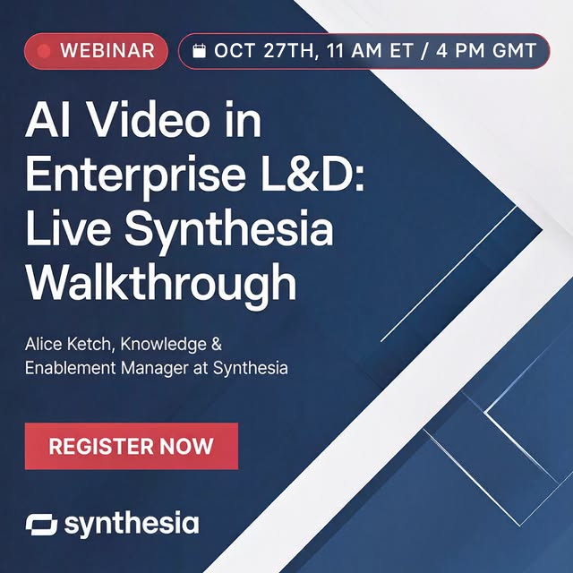 Synthesia Facebook ad: AI Video in Enterprise L&D Webinar