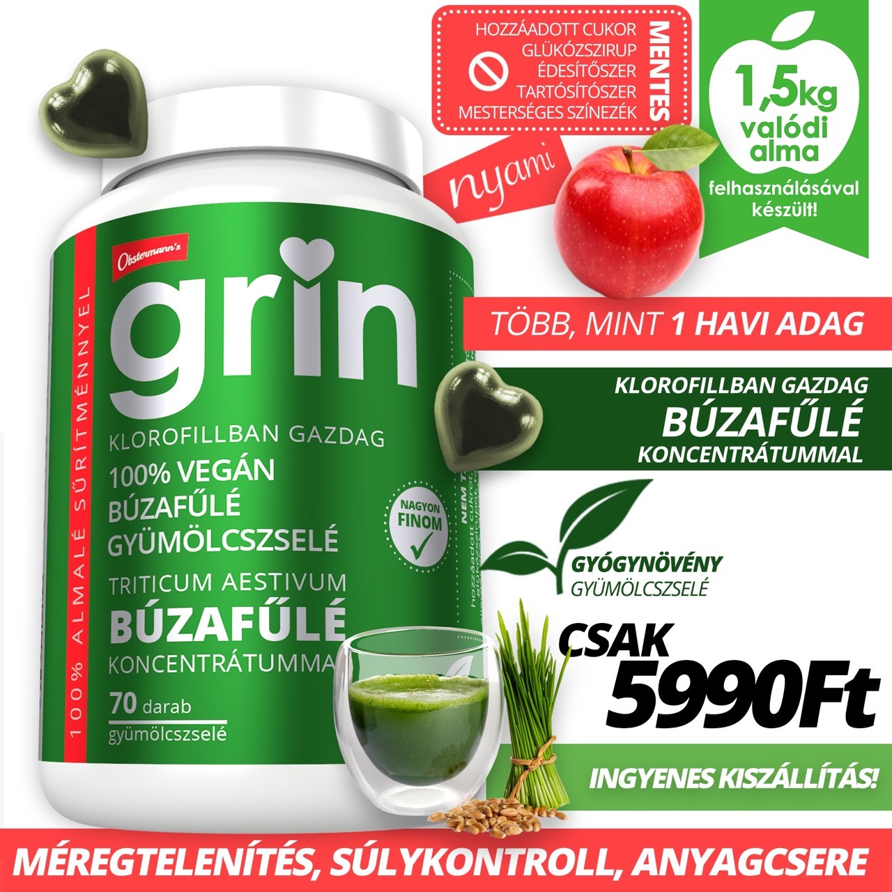 Obstermann's multi-gumivitaminok valódi almából Facebook ad