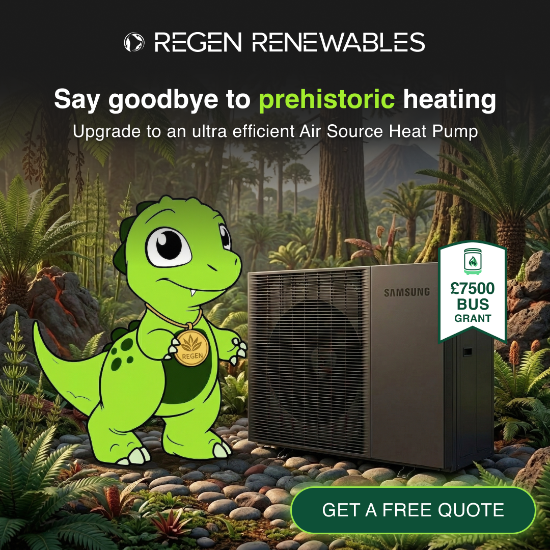 Regen Renewables Facebook ad: Save up to £7500 with the BUS grant