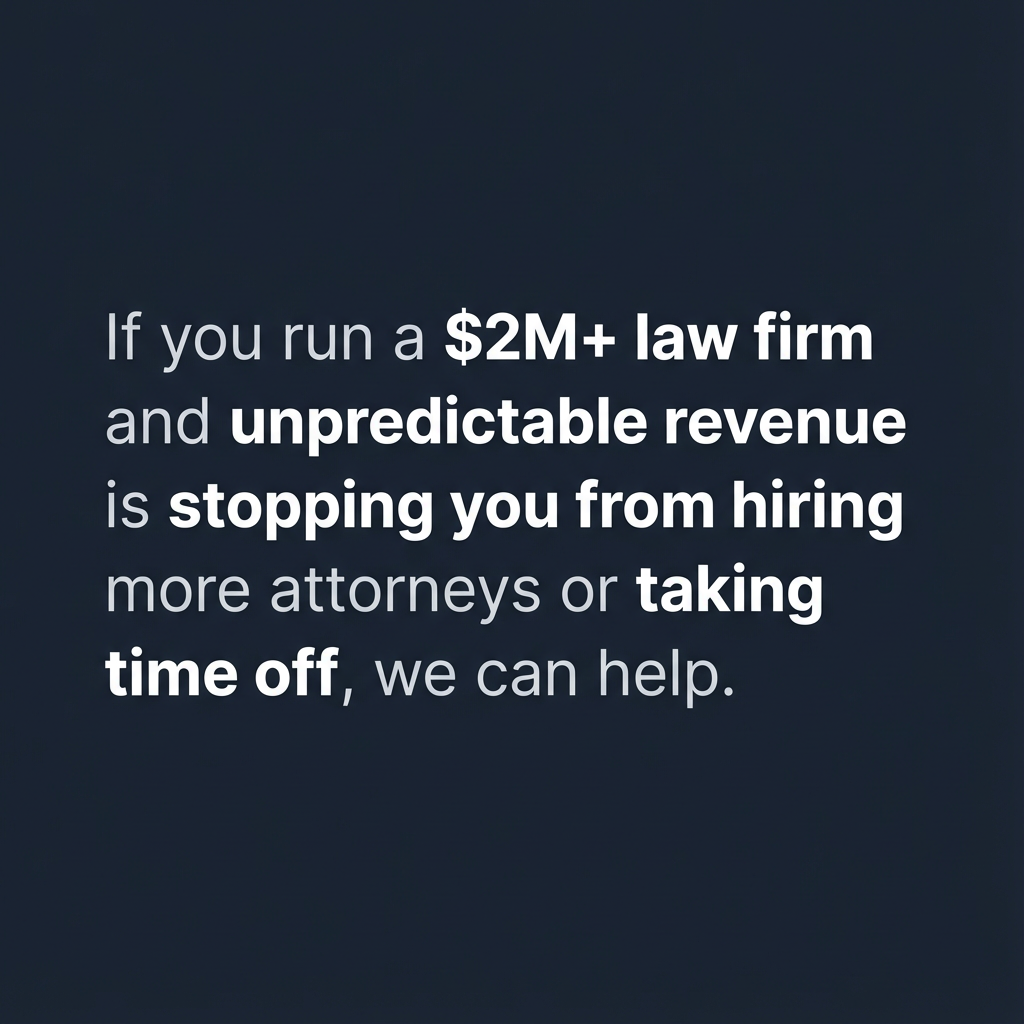 Law Marketing Zone Facebook ad: If you run a $2M+ law firm and unpredictable revenue is…