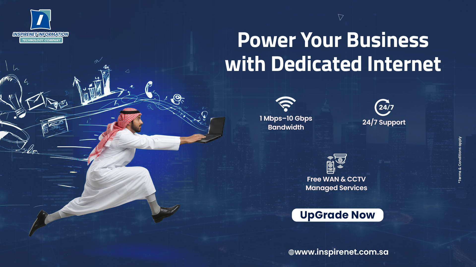 Inspirenet Facebook ad: Dedicated Business Internet Services
