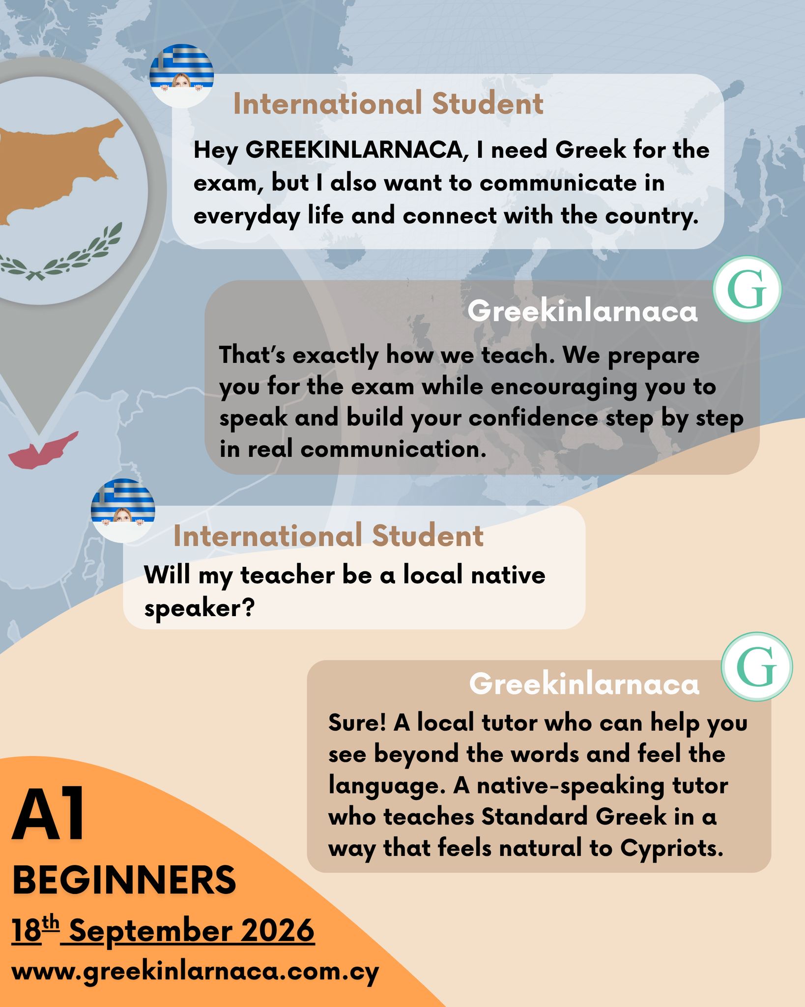 Learn Greek in Cyprus / Learn4Good Larnaca Facebook ad