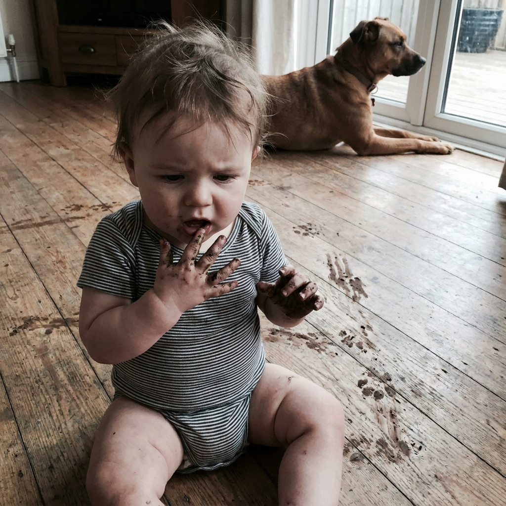 LunorNest Facebook ad: If There's A Baby On Your Floor And A Dog At Your Door…