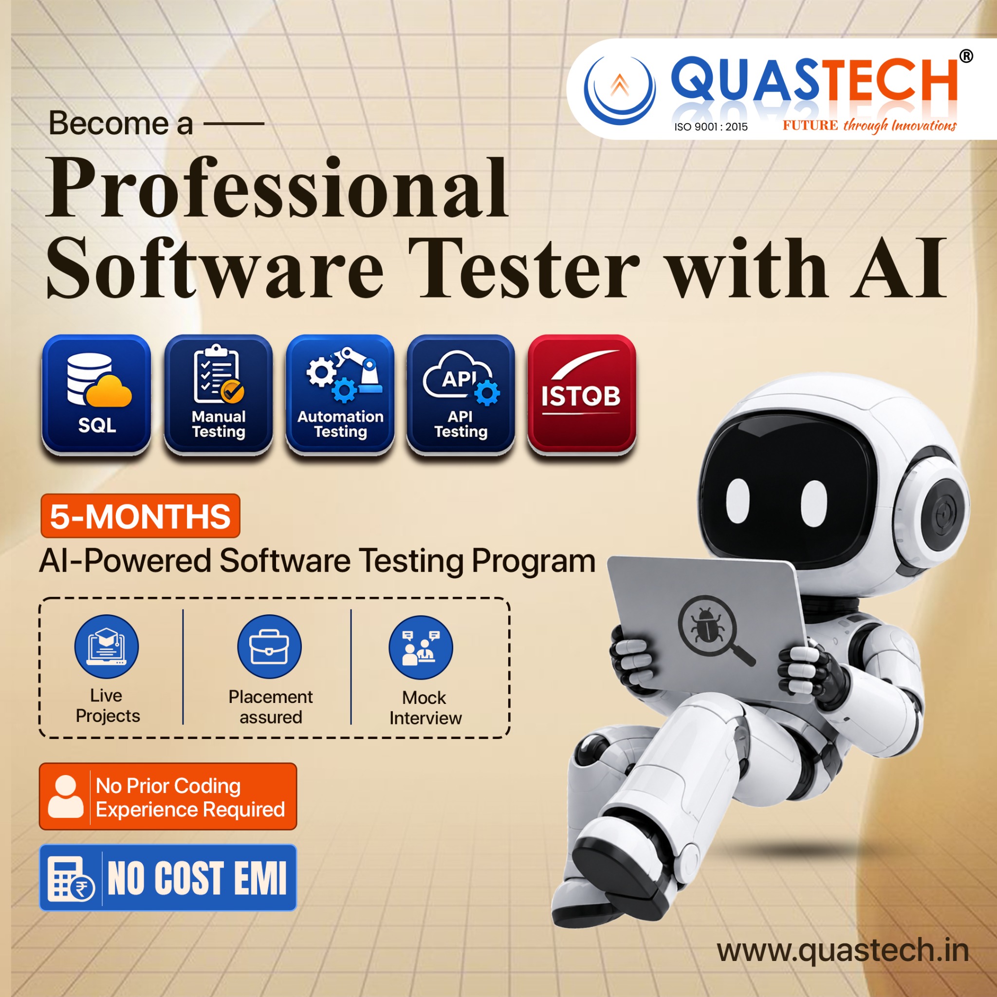 Quastech Facebook ad: AI-Powered Testing Program | Placement Assured