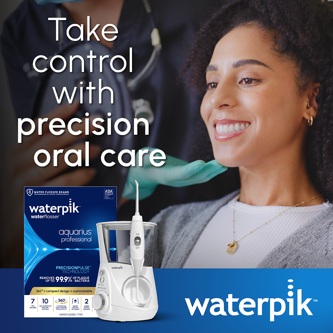 Waterpik for Dental Professionals Facebook ad: Would you like your patients to have less…