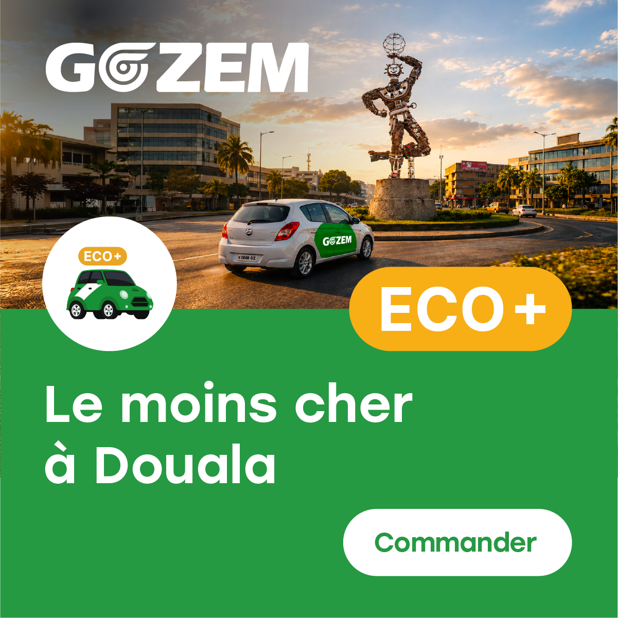 Gozem Cameroun Facebook ad: Déplacez-vous à prix mini