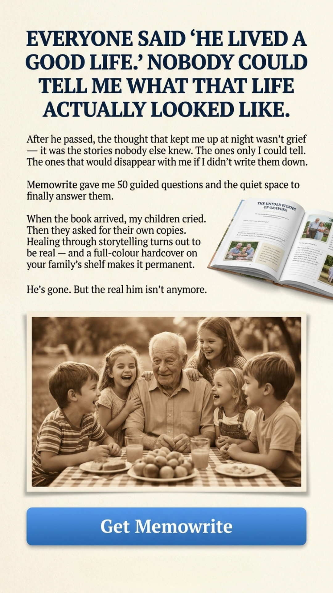 Memowrite Facebook ad
