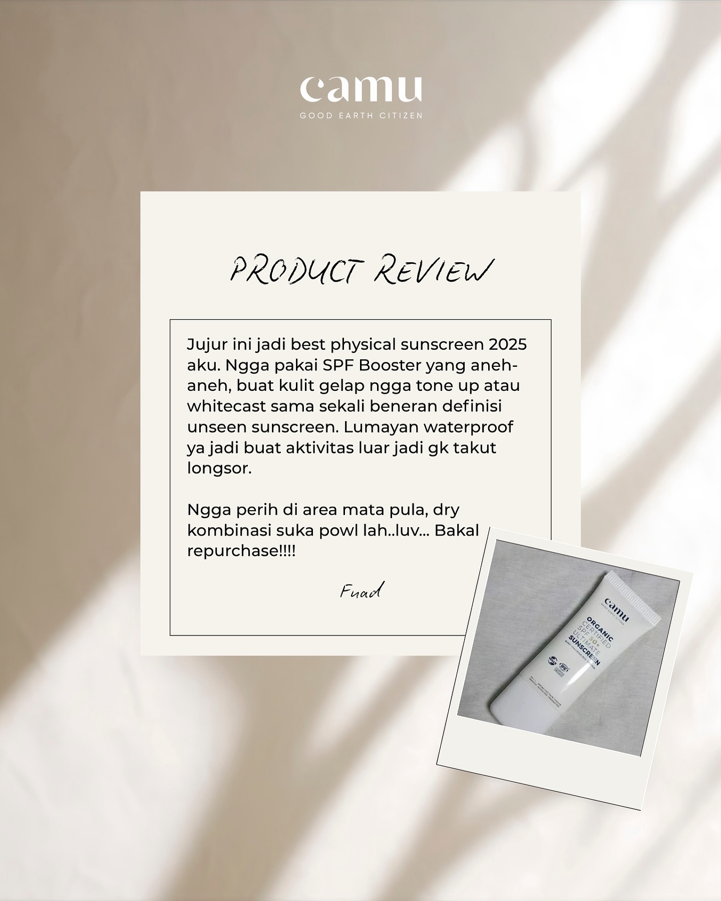 Camu Organic Skincare Facebook ad