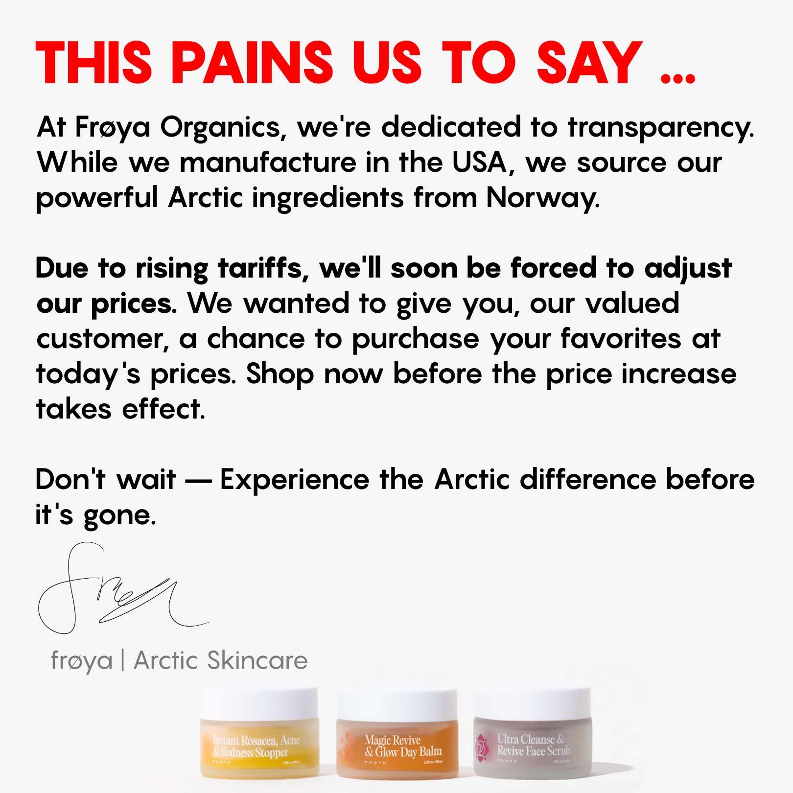 Frøya Organics Facebook ad